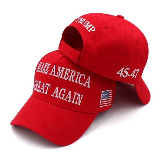 Maga Hat 45-47 Make America Great Again Red Hat Donald Trump 2024 Baseball Cap Usa Flag