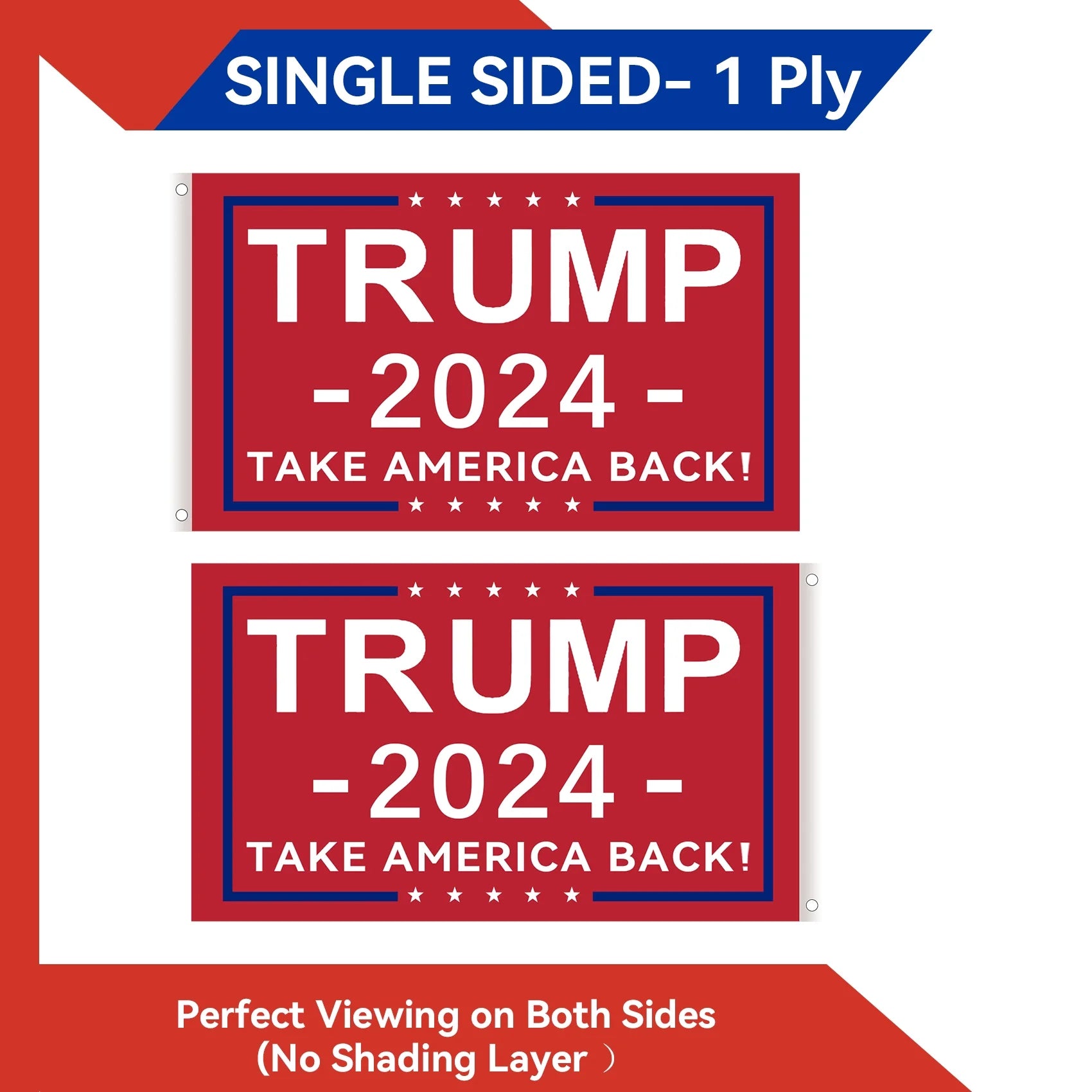 Trump 2024 Flag 3X5 Outdoor Double Sided 1/3 Ply-Donald Trump, Red Flags & Banner