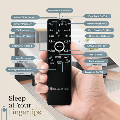 Harmony Adjustable Bed Base, Head and Foot Lift, Massage, Under-Bed Lights, USB, Gel Memory, Zero Gravity Smart Frame - King