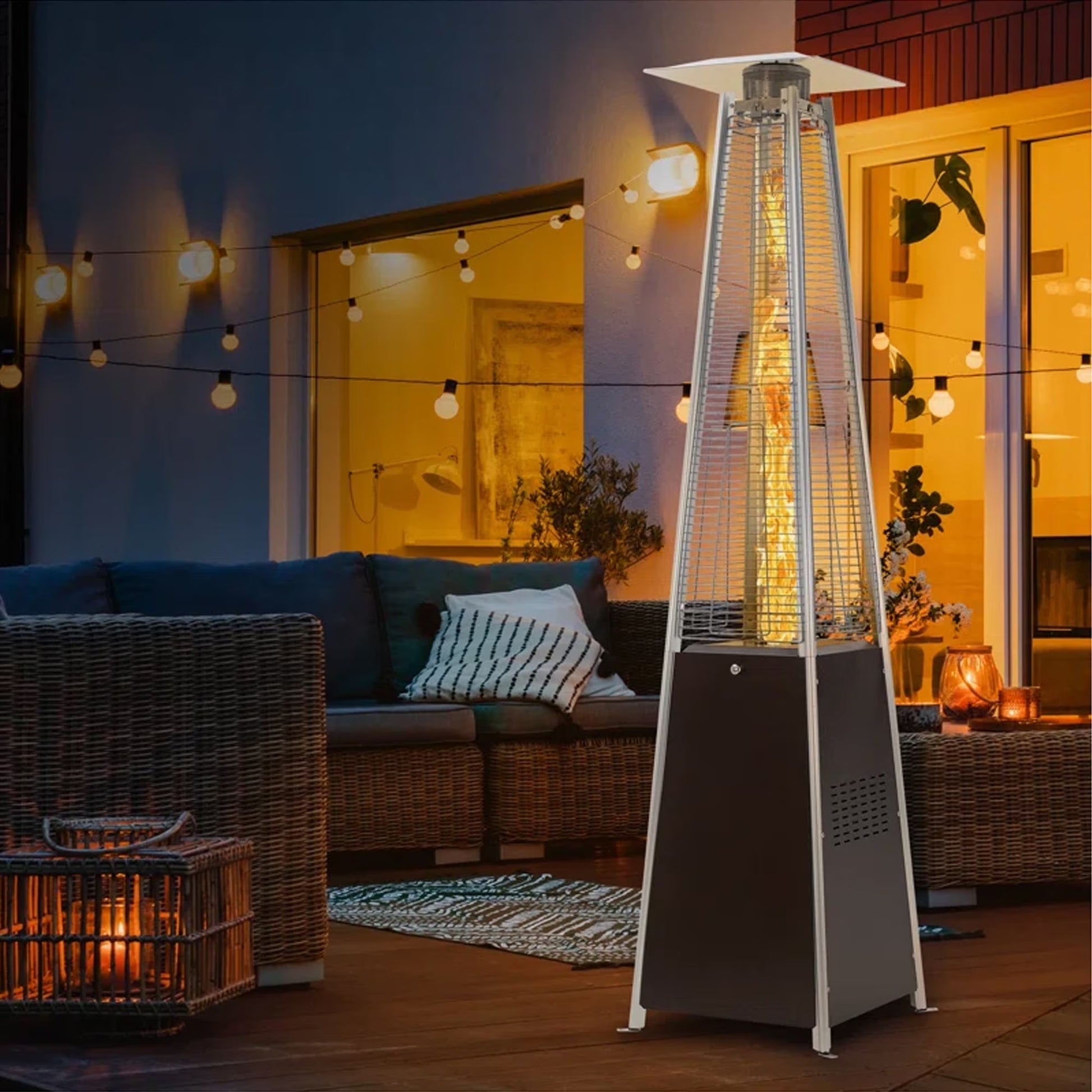 Patio Heater, 48000 BTU Outdoor Pyramid Patio Heater for Outdoor Use, Bronze