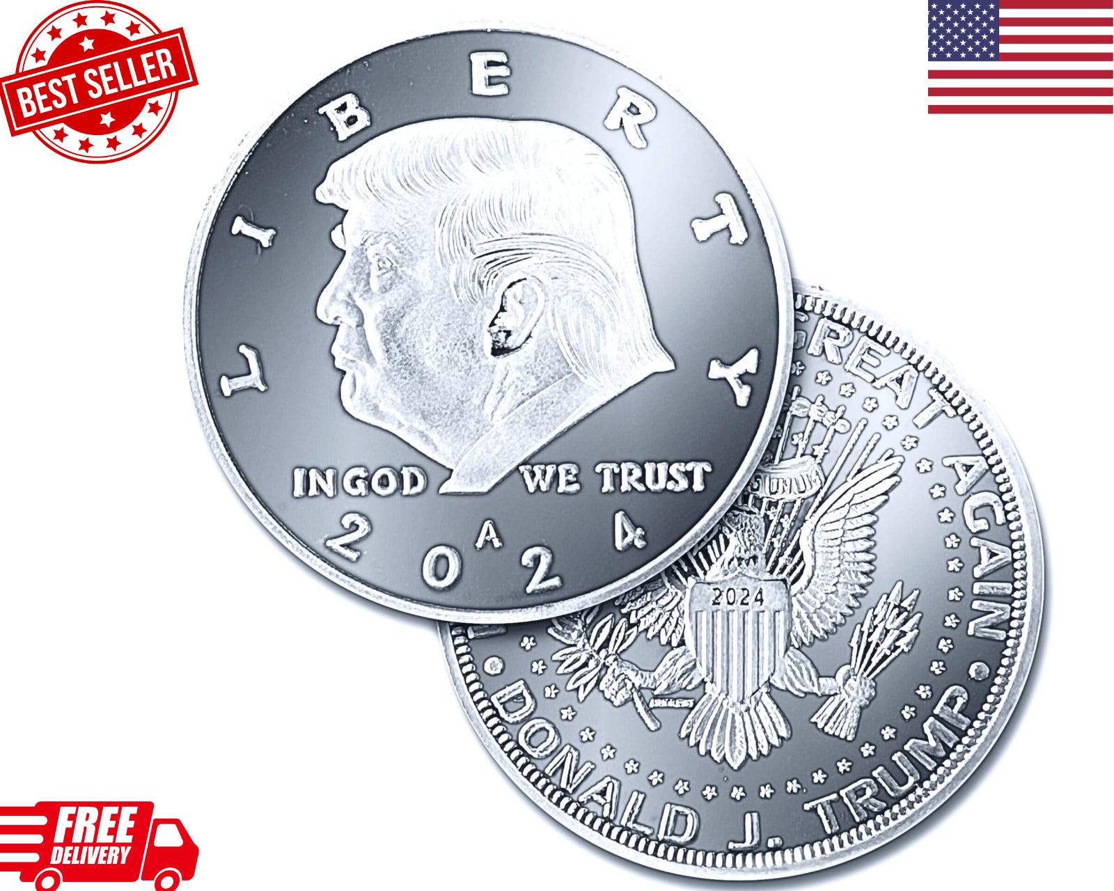 Donald Trump Silver Coin 2024 with Certificate of Authenticity, President Coin,