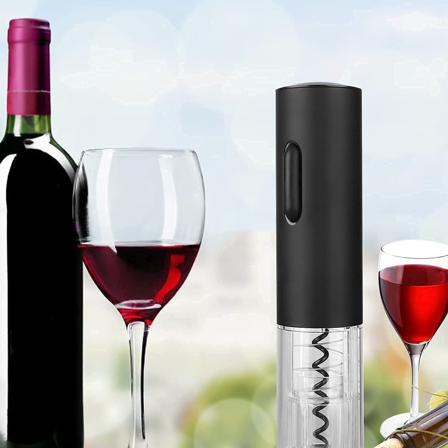 Electric Wine Opener, Automatic Electric Wine Bottle Corkscrew Opener, Rechargeable Stainless Steel Cordless Electric Wine Bottle Opener Gift Set with Foil Cutter, USB Charging Cable