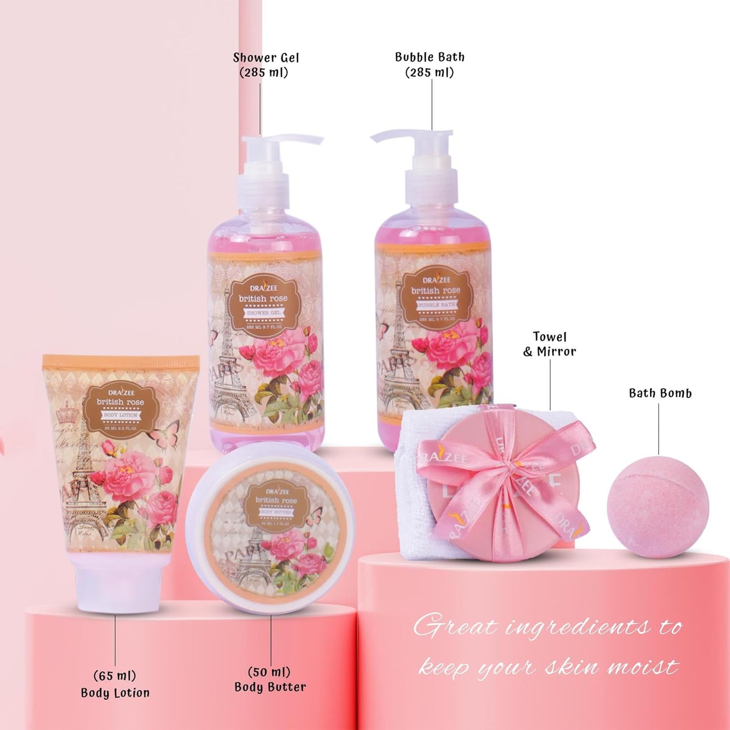 Luxury Spa Gifts for Women – 8 Pc Rose Scented Bath and Body Set with Bubble Bath, Lotion & More – Luxury Self Care Kit for Wife, Mom, Girlfriend, Christmas & Birthday Gifts for Women by